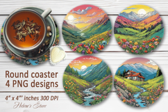 Mountains sublimation round coasters | Round coaster design Product Image 1