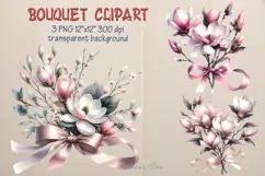 Watercolor magnolia Clipart| Cute Flowers print design Product Image 1