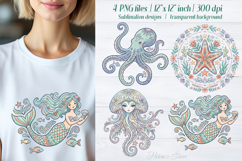 Pastel sea mermaid sublimation design png|Cute ocean clipart Product Image 1