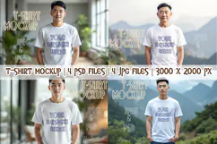 Man white t-shirt mockup JPG | Landscape Shirt mockup PSD Product Image 1