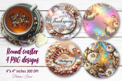 Happy Thanksgiving day round coaster sublimation designs Product Image 1