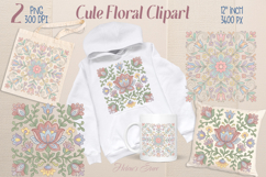 Pastel flower tiles sublimation design png | Floral clipart Product Image 1