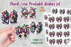Mardi Gras coquette bow printables stickers and sheet Product Image 1