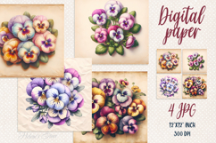 Vintage floral digital papers jpeg|Scrap booking 3d graphics Product Image 1
