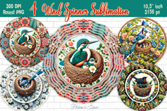 Spring designs Wind Spinner wrap sublimation | Cute bird png Product Image 1