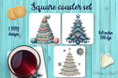 Christmas tree square coasters wrap sublimation designs png Product Image 1