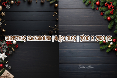 Christmas mockup Dark flat lay wooden background |Copy space Product Image 1