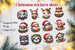 Christmas animals printables stickers sheet |Funny sloth png Product Image 1