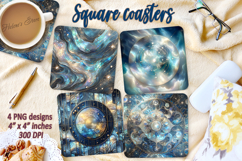 Fantasy Cosmic sky pearl square coaster sublimation designs Product Image 1
