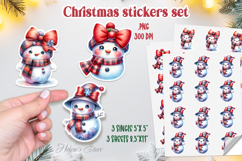 Retro Christmas snowman printables stickers | Coquette bows Product Image 1
