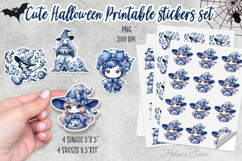 Cute blue Halloween Stickers Printable | Spooky sticker PNG Product Image 1