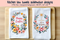 Easter wreath with flowers kitchen tea towel sublimation Product Image 1