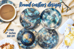 Fantasy Cosmic sky pearl round coaster sublimation designs Product Image 1