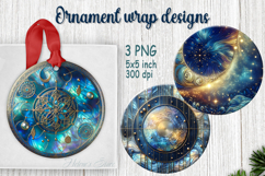 Fantasy cosmos round ornament sublimation designs PNG Product Image 1