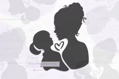 Mother Daughter Svg, Girl & Mom Silhouette 003 xx Product Image 1