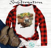 Cute Flirty Cow with Sunflowers | Sublimation File Product Image 2