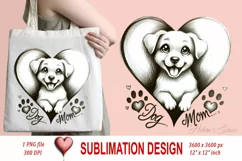 Dog mom heart Valentines day Sublimation clipart sketch png Product Image 1