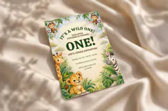 Wild One Jungle Birthday Invitation Template, Editable Canva Product Image 4