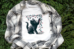 Christmas lights &amp; black cat clipart| Winter t shirt designs Product Image 2