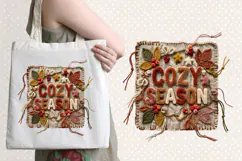 Cozy Season Chenille Embroidered Patch Puffy Autumn PNG Product Image 4