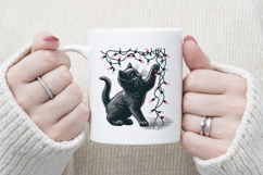 Christmas lights &amp; black cat clipart| Winter t shirt designs Product Image 4