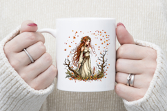 Cute watercolor girl elf autumn sublimation design png Product Image 4