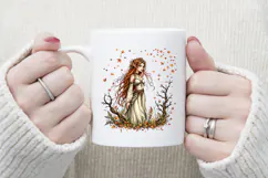 Cute watercolor girl elf autumn sublimation design png Product Image 4