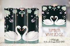 Cute pair of white swans straight tumbler 20oz wrap design Product Image 1