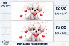 Valentines Day Mug Wrap | Puppy PNG Valentine Mug Design Product Image 2