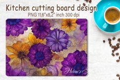 Watercolor flowers pattern design cutting board sublimation Product Image 1
