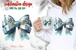 Christmas coquette bows design |Blue bow T-shirt clipart Product Image 2