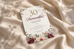 Burgundy Peony Floral Birthday Invitation Canva Template Product Image 4