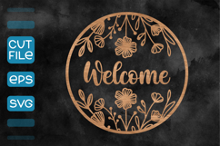 6 Round Door Hanger SVG, Spring Welcome Sign SVG Product Image 3