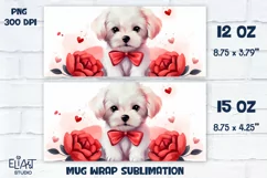 Valentines Day Mug Wrap | Puppy PNG Valentine Mug Design Product Image 3