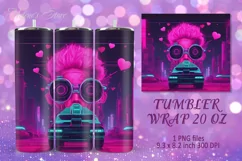 Futuristic pink neon Valentines tumbler wrap sublimation PNG Product Image 5
