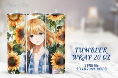 Tumbler Sublimation | 20oz Tumbler Wrap | Girl in Sunflowers Product Image 1