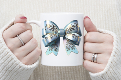 Christmas coquette bows design |Blue bow T-shirt clipart Product Image 3