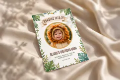 Safari Birthday Invitation Template, Jungle Lion Photo Product Image 4