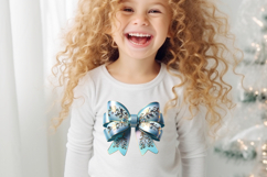 Christmas coquette bows design |Blue bow T-shirt clipart Product Image 4