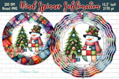 Patchwork Christmas Tree Wind Spinner sublimation design png Product Image 1