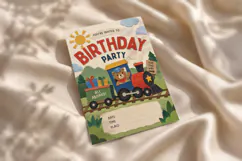 Train Birthday Invitation, Editable Canva Product Image 4
