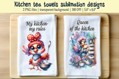 Cute Chicken and Funny quote kitchen tea towel sublimation Product Image 1