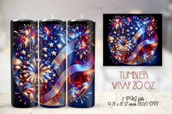 USA Patriotic tumbler wrap 20oz |4th of July celebration png Product Image 1