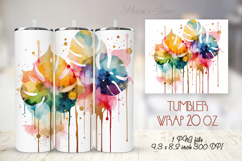 Tropical leaves straight tumbler 20oz wrap sublimation desig Product Image 1