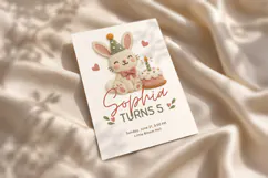 Bunny Birthday Invitation Template, Felt Texture Canva Product Image 4