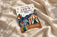 5th Birthday Invitation Circus Template, Editable Canva Product Image 4
