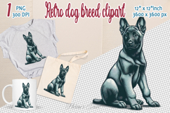 Cute vintage dog clipart | Retro dog breed design png Product Image 1