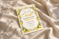 Lemon Gingham Canva Invitation Template, Printable Card Product Image 4