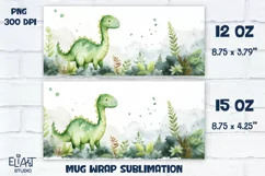 Little Dino Mug Wrap | Baby Dinosaur PNG Mug Design Product Image 1