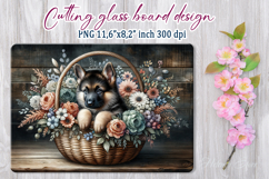 Cute puppy dog in flowers basket cutting glass board designs Product Image 1
